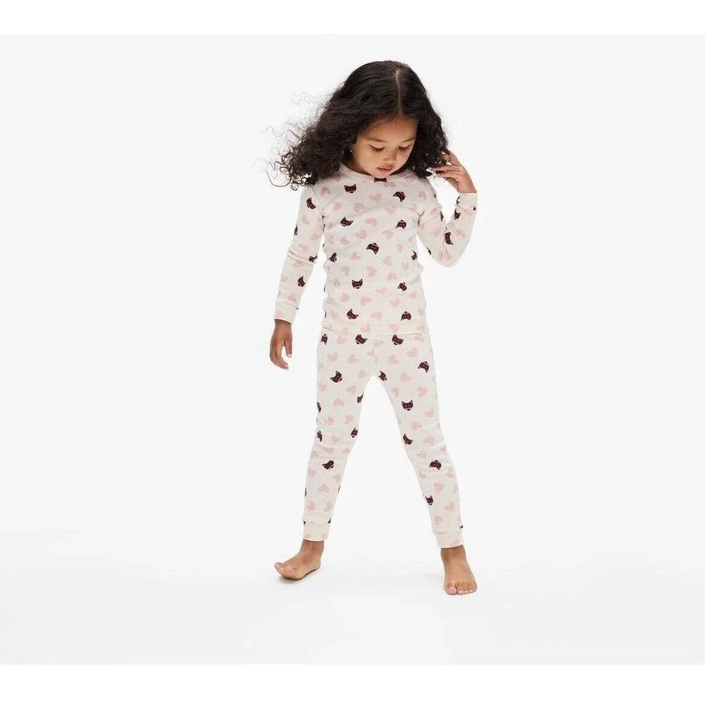 Baby Gap Girls Hearts Cat Long Sleeve Pant 2 Piece Pjs Pajama Set Organic NEW 6